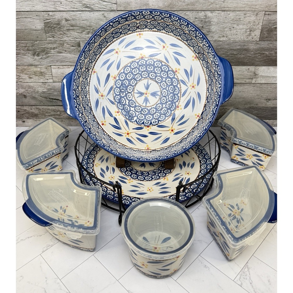 Temptations By Tara - Baker & Ramekins Set 13 Pcs - Old World Blue - Ultra Rare